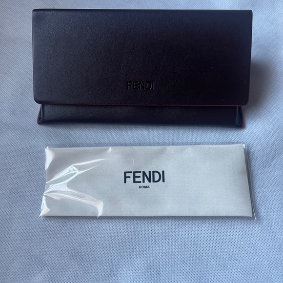 FENDI Triangular Small Empty Sunglasses Eyeglasses Case & Cloth‎ Brown NEW - Picture 3 of 7